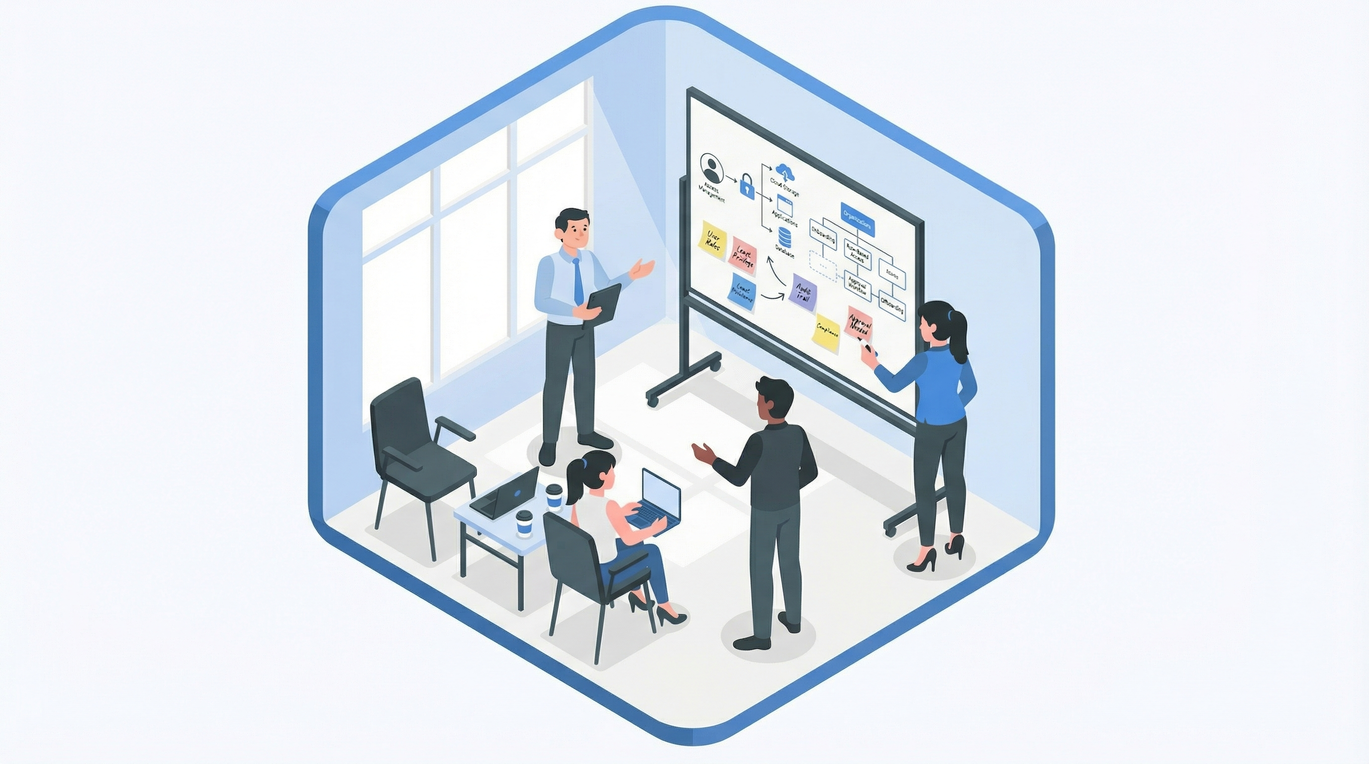 Team bespricht Zugriffsrechte und Audit-Vorbereitung